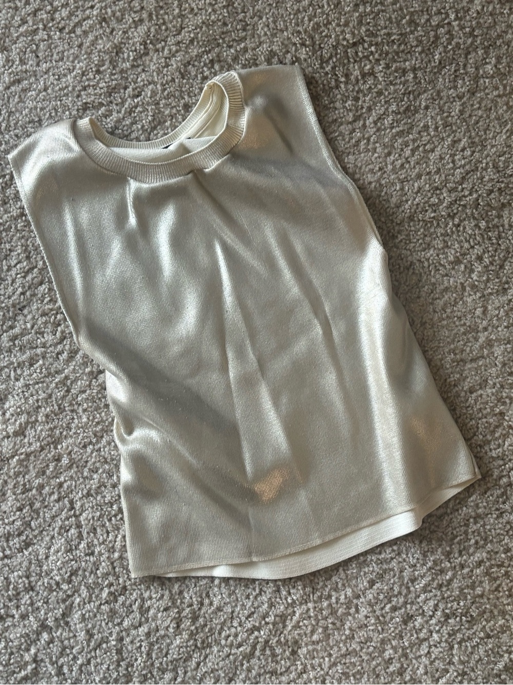 Zara Metallic Cream Sleeveless Tank Top